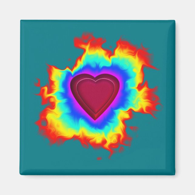 Psykedelisk Aura Dual Heart Magnet (Framsidan)