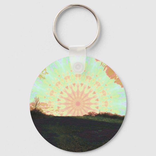 Psykedelisk, Blissful Sunset Backe Keychain Nyckelring (Framsida)