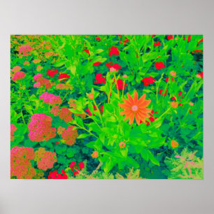 Psykedelisk blomma Bed Poster