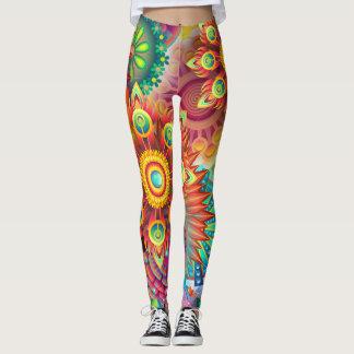 Psykedelisk Blommigt Hippie Boho Mandala Leggings