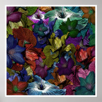 Psykedelisk Blommigt Poster