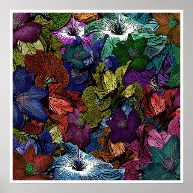 Psykedelisk Blommigt Poster (Framsidan)