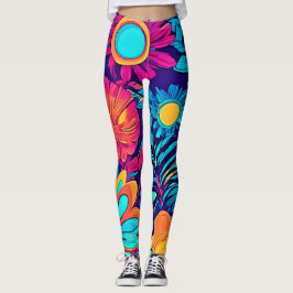 Psykedelisk Blommigt Tapestry Leggings