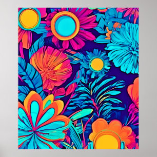 Psykedelisk Blommigt Tapestry Poster