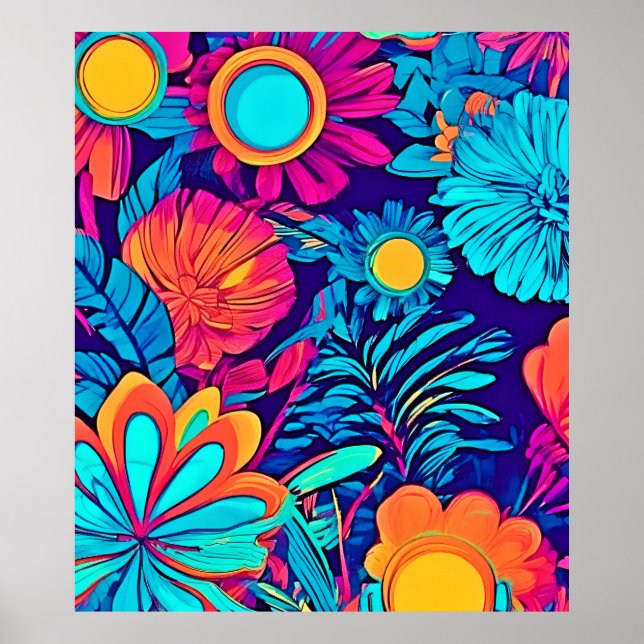 Psykedelisk Blommigt Tapestry Poster (Framsidan)