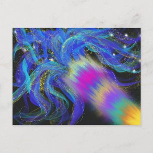 Psykedelisk Blue Rosa Lila Funky Abstrakt Art. Vykort
