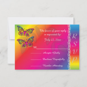 Psykedelisk Butterfly Bröllop-design OSA Kort