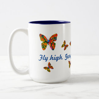 Psykedelisk Butterfly Fly High Två-Tonad Mugg