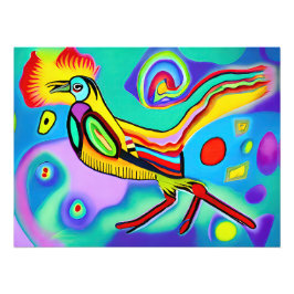 Psykedelisk Cockerel: Färgfläckig tjock cockerel Fototryck