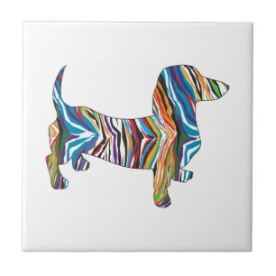Psykedelisk Dachshund Kakelplatta