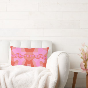 Psykedelisk Daisy Chain Patchwork - Rosa Orange Lumbarkudde