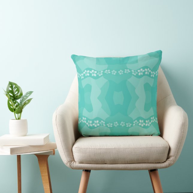 Psykedelisk Daisy chain Patchwork - Teal Kudde (Stol)