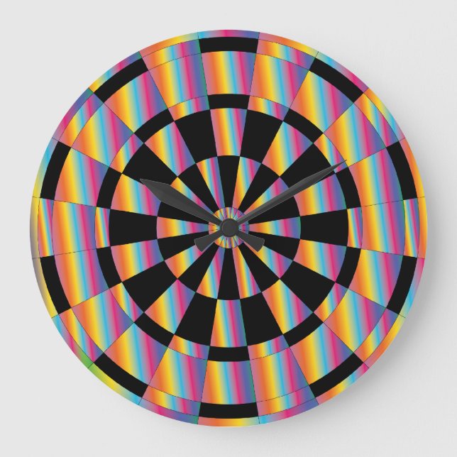 Psykedelisk Dartboard Stor Klocka (Framsida)