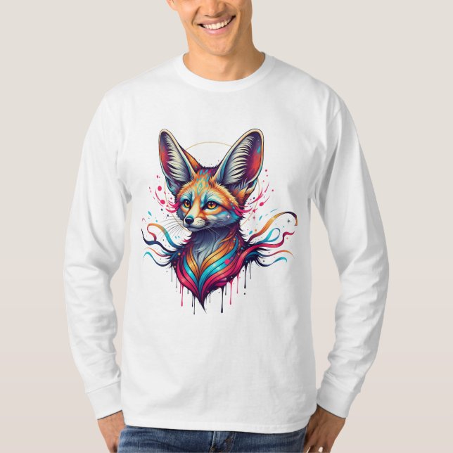 Psykedelisk deert Fox - Färgfull Fantasy Art T Shirt (Framsida)