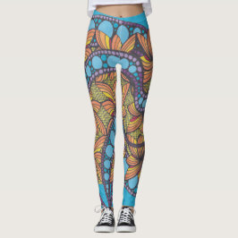 Psykedelisk, dockkonst, boho, abstrakt design leggings