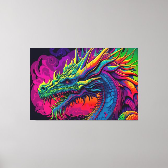Psykedelisk drakdesign canvastryck (Framsida)
