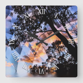 Psykedelisk Dreams Nature Views Wall Clock Fyrkantig Klocka