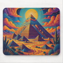 Psykedelisk egyptisk pyramid liggande konst musmatta