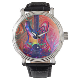 Psykedelisk elektrisk akustisk semi Guitars Art Armbandsur