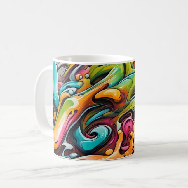 Psykedelisk färg kaffemugg (Framsida vänster)
