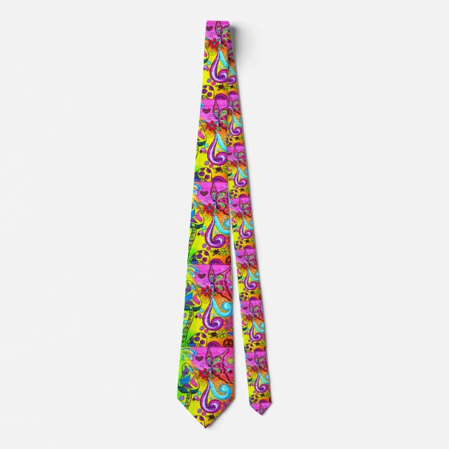 Psykedelisk färger hippie/groovy Blommor slips (Framsida)