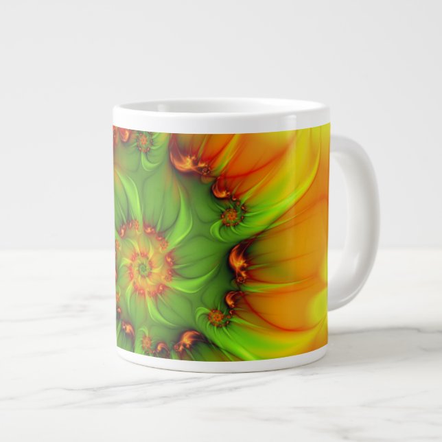 Psykedelisk färgfull modern Abstrakt Fractal Art Jumbo Mugg (Framsida höger)