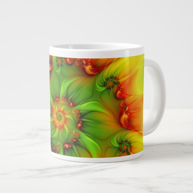 Psykedelisk färgfull modern Abstrakt Fractal Art Jumbo Mugg (Framsida höger)