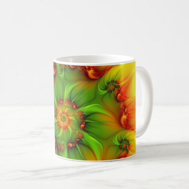 Psykedelisk färgfull modern Abstrakt Fractal Art Kaffemugg (Framsida höger)