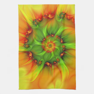 Psykedelisk färgfull modern Abstrakt Fractal Art Kökshandduk