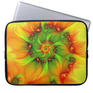 Psykedelisk färgfull modern Abstrakt Fractal Art Laptop Fodral