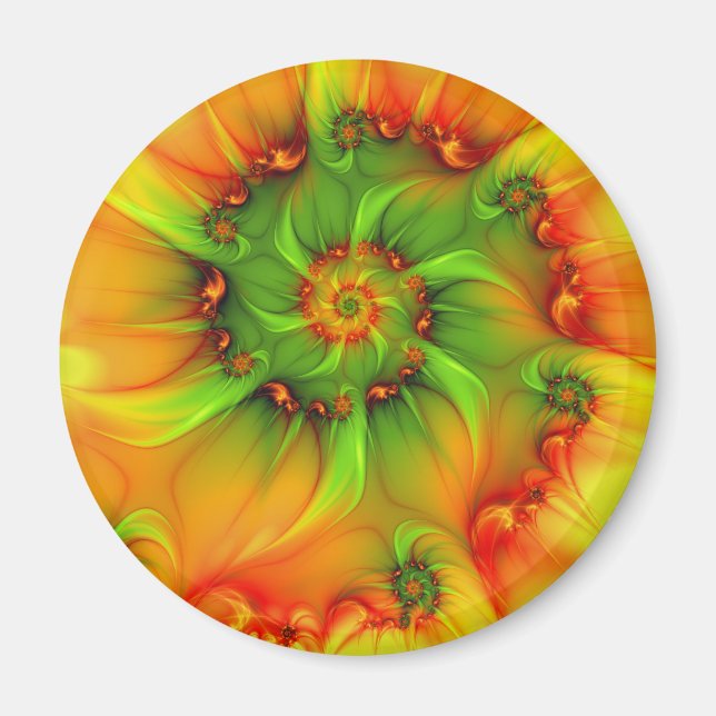 Psykedelisk färgfull modern Abstrakt Fractal Art Magnet (Framsidan)