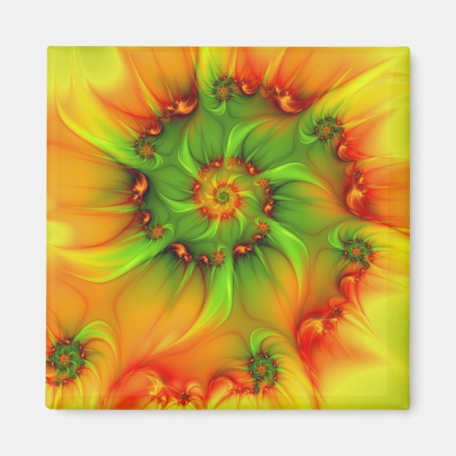Psykedelisk färgfull modern Abstrakt Fractal Art Magnet (Framsidan)