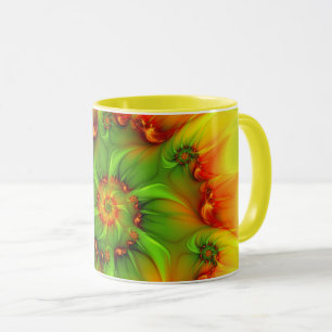 Psykedelisk färgfull modern Abstrakt Fractal Art Mugg