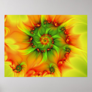 Psykedelisk färgfull modern Abstrakt Fractal Art Poster