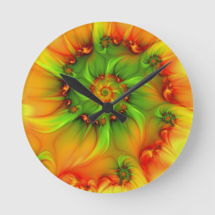 Psykedelisk färgfull modern Abstrakt Fractal Art Rund Klocka