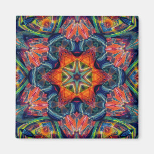 Psykedelisk färgstark Kaleidoskop Mönster Magnet