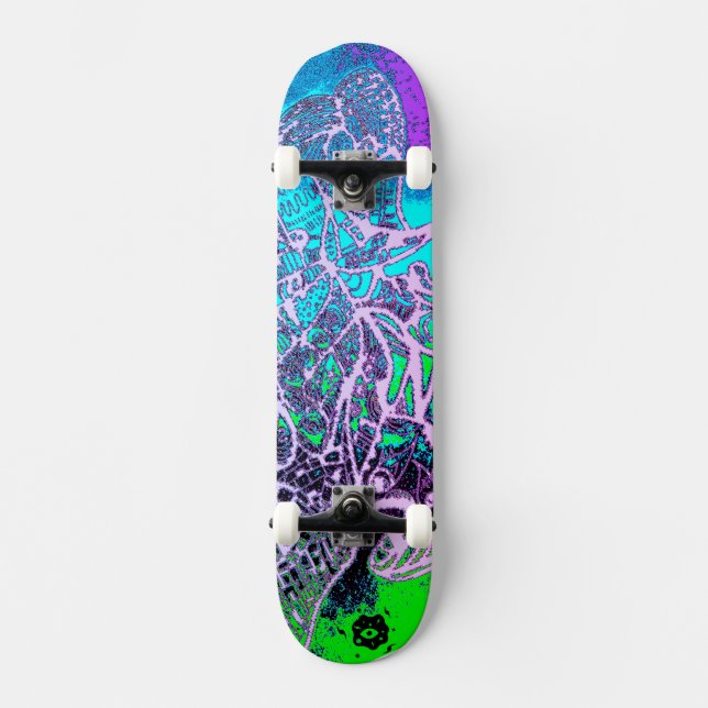 Psykedelisk färgstark mini skateboard bräda 18,5 cm (Framsida)