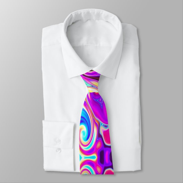 Psykedelisk färgstark regnbåge Swirl Tie Slips (Bunden)