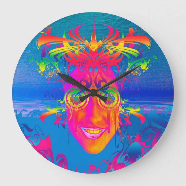 Psykedelisk fisk stor klocka (Framsida)