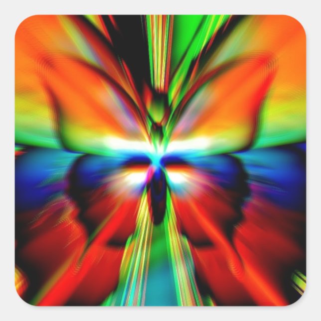 Psykedelisk fjäril Fractal Fyrkantigt Klistermärke (Framsida)