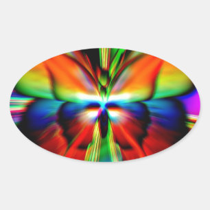 Psykedelisk fjäril Fractal Ovalt Klistermärke