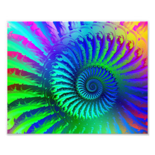 Psykedelisk Fractal Blue Mönster Fototryck