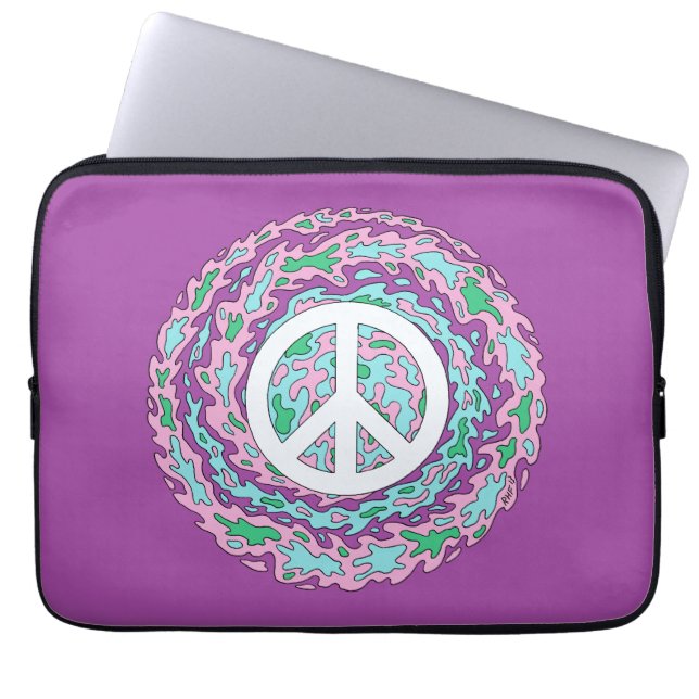 Psykedelisk fred laptop sleeve (Framsidan)