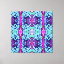 Psykedelisk Grönt och Blue Hibiscus Mönster Canvastryck