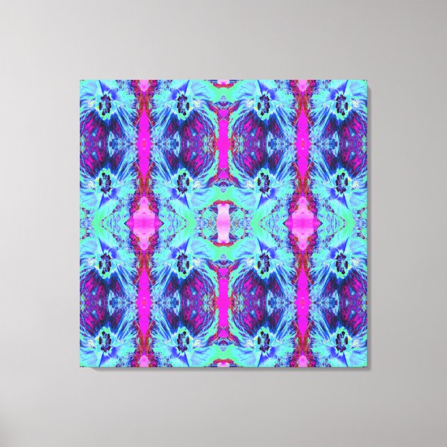 Psykedelisk Grönt och Blue Hibiscus Mönster Canvastryck (Framsida)