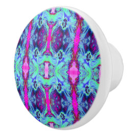 Psykedelisk Grönt och Blue Hibiscus Mönster Knopp