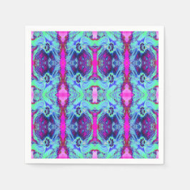 Psykedelisk Grönt och Blue Hibiscus Mönster Pappersservett