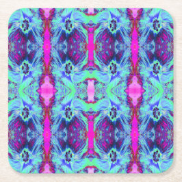 Psykedelisk Grönt och Blue Hibiscus Mönster Underlägg Papper Kvadrat