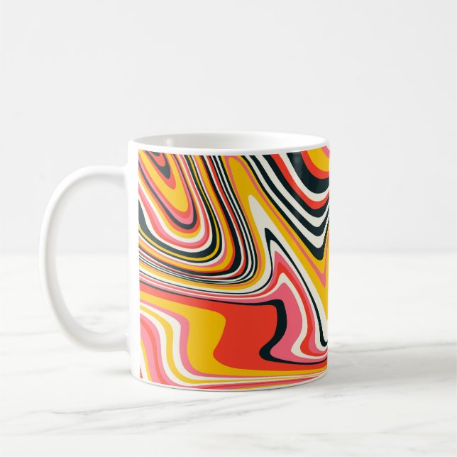 Psykedelisk groovy-bakgrund. Färglös abstrakt b Kaffemugg (Vänster)