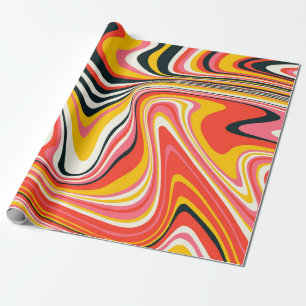 Psykedelisk groovy-bakgrund. Färglös abstrakt b Presentpapper
